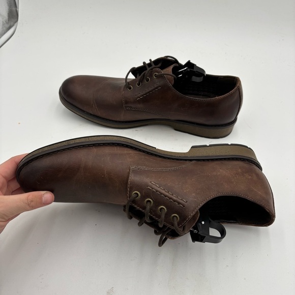 Clarks Men’s 12 Brown Leather Lace Up Casual Plain Hinman Comfort Shoes